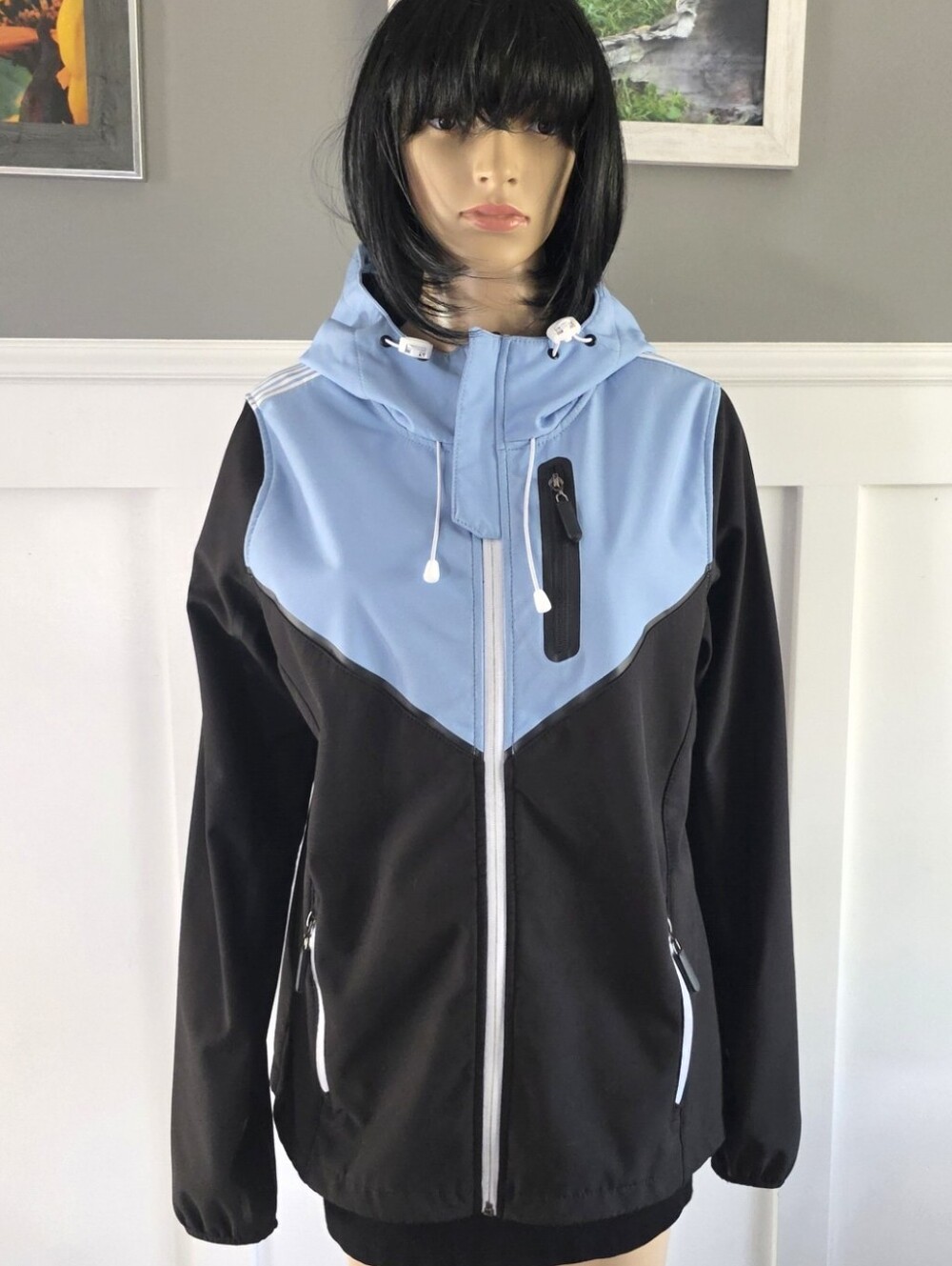 ACX Women’s Color-Block Hooded Jacket – Blue & Black – Size L